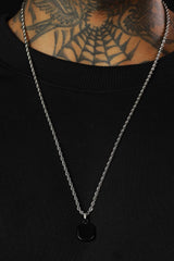 Black Stone Pendant With Chain
